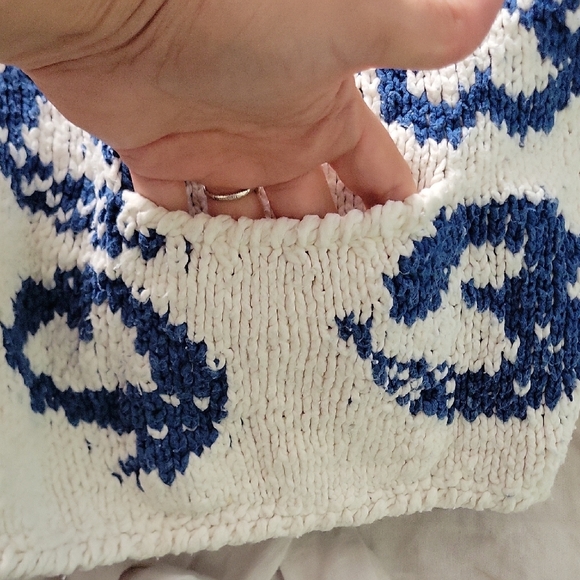 Vintage Amano Chunky Cream Knit Cotton Cardigan Grapic Hearts - XL - Picture 6 of 6